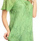 Sakkas Maliky Wide Corset Neck Floral Embroidered Cap Sleeve Blouse Top Shirt