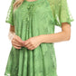 Sakkas Maliky Wide Corset Neck Floral Embroidered Cap Sleeve Blouse Top Shirt