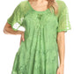 Sakkas Maliky Wide Corset Neck Floral Embroidered Cap Sleeve Blouse Top Shirt