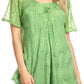 Sakkas Maliky Wide Corset Neck Floral Embroidered Cap Sleeve Blouse Top Shirt