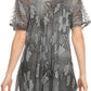 Sakkas Maliky Wide Corset Neck Floral Embroidered Cap Sleeve Blouse Top Shirt
