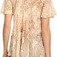 Sakkas Maliky Wide Corset Neck Floral Embroidered Cap Sleeve Blouse Top Shirt