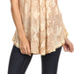 Sakkas Maliky Wide Corset Neck Floral Embroidered Cap Sleeve Blouse Top Shirt
