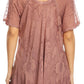 Sakkas Maliky Wide Corset Neck Floral Embroidered Cap Sleeve Blouse Top Shirt