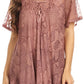 Sakkas Maliky Wide Corset Neck Floral Embroidered Cap Sleeve Blouse Top Shirt