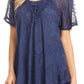 Sakkas Maliky Wide Corset Neck Floral Embroidered Cap Sleeve Blouse Top Shirt