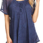Sakkas Maliky Wide Corset Neck Floral Embroidered Cap Sleeve Blouse Top Shirt
