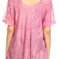 Sakkas Maliky Wide Corset Neck Floral Embroidered Cap Sleeve Blouse Top Shirt