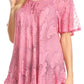 Sakkas Maliky Wide Corset Neck Floral Embroidered Cap Sleeve Blouse Top Shirt