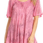Sakkas Maliky Wide Corset Neck Floral Embroidered Cap Sleeve Blouse Top Shirt