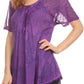 Sakkas Maliky Wide Corset Neck Floral Embroidered Cap Sleeve Blouse Top Shirt