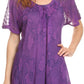 Sakkas Maliky Wide Corset Neck Floral Embroidered Cap Sleeve Blouse Top Shirt