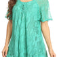 Sakkas Maliky Wide Corset Neck Floral Embroidered Cap Sleeve Blouse Top Shirt
