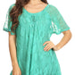 Sakkas Maliky Wide Corset Neck Floral Embroidered Cap Sleeve Blouse Top Shirt