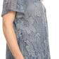 Sakkas Maliky Wide Corset Neck Floral Embroidered Cap Sleeve Blouse Top Shirt