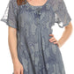 Sakkas Maliky Wide Corset Neck Floral Embroidered Cap Sleeve Blouse Top Shirt