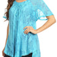 Sakkas Maliky Wide Corset Neck Floral Embroidered Cap Sleeve Blouse Top Shirt