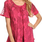 Sakkas Maliky Wide Corset Neck Floral Embroidered Cap Sleeve Blouse Top Shirt