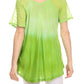 Sakkas Reya Lace Embroidered Cap Sleeve Corset Tie Dye Blouse Top Shirt