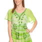 Sakkas Reya Lace Embroidered Cap Sleeve Corset Tie Dye Blouse Top Shirt