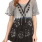 Sakkas Reya Lace Embroidered Cap Sleeve Corset Tie Dye Blouse Top Shirt