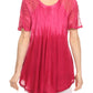 Sakkas Reya Lace Embroidered Cap Sleeve Corset Tie Dye Blouse Top Shirt