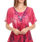 Sakkas Reya Lace Embroidered Cap Sleeve Corset Tie Dye Blouse Top Shirt