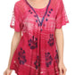 Sakkas Reya Lace Embroidered Cap Sleeve Corset Tie Dye Blouse Top Shirt