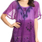 Sakkas Reya Lace Embroidered Cap Sleeve Corset Tie Dye Blouse Top Shirt