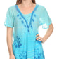 Sakkas Reya Lace Embroidered Cap Sleeve Corset Tie Dye Blouse Top Shirt
