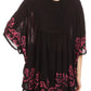 Sakkas Lynda Two Tone Batik Embroidered Palm Tree Peasant Top / Poncho
