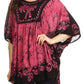 Sakkas Lynda Two Tone Batik Embroidered Palm Tree Peasant Top / Poncho
