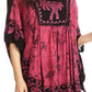 Sakkas Lynda Two Tone Batik Embroidered Palm Tree Peasant Top / Poncho