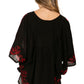 Sakkas Lynda Two Tone Batik Embroidered Palm Tree Peasant Top / Poncho