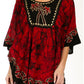 Sakkas Lynda Two Tone Batik Embroidered Palm Tree Peasant Top / Poncho