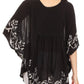 Sakkas Lynda Two Tone Batik Embroidered Palm Tree Peasant Top / Poncho