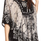 Sakkas Lynda Two Tone Batik Embroidered Palm Tree Peasant Top / Poncho