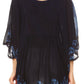 Sakkas Lynda Two Tone Batik Embroidered Palm Tree Peasant Top / Poncho