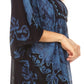 Sakkas Lynda Two Tone Batik Embroidered Palm Tree Peasant Top / Poncho