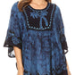 Sakkas Lynda Two Tone Batik Embroidered Palm Tree Peasant Top / Poncho