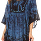 Sakkas Lynda Two Tone Batik Embroidered Palm Tree Peasant Top / Poncho