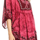 Sakkas Lynda Two Tone Batik Embroidered Palm Tree Peasant Top / Poncho