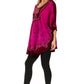 Sakkas Lynda Two Tone Batik Embroidered Palm Tree Peasant Top / Poncho