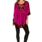 Sakkas Lynda Two Tone Batik Embroidered Palm Tree Peasant Top / Poncho