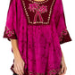 Sakkas Lynda Two Tone Batik Embroidered Palm Tree Peasant Top / Poncho