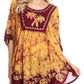Sakkas Lynda Two Tone Batik Embroidered Palm Tree Peasant Top / Poncho