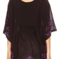 Sakkas Lynda Two Tone Batik Embroidered Palm Tree Peasant Top / Poncho