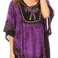 Sakkas Lynda Two Tone Batik Embroidered Palm Tree Peasant Top / Poncho