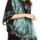 Sakkas Lynda Two Tone Batik Embroidered Palm Tree Peasant Top / Poncho