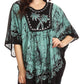 Sakkas Lynda Two Tone Batik Embroidered Palm Tree Peasant Top / Poncho